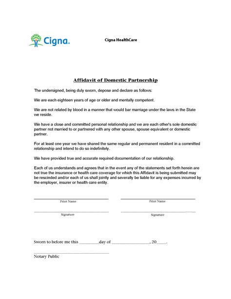 Affidavit Of Domestic Partnership Form Fill Out And Sign Printable