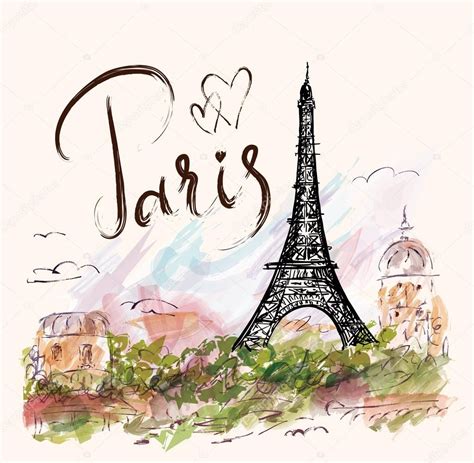 Descargar Ilustración con la Torre Eiffel París Ilustración de