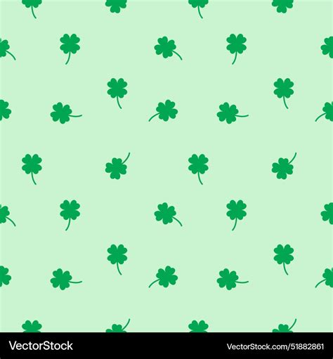 Lucky Four Leaf Green Clovers Seamless Pattern Vector Image