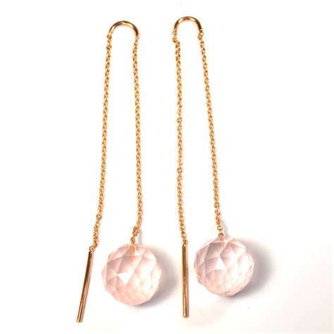 Boucles doreilles or rose Quartz rose réf 1288