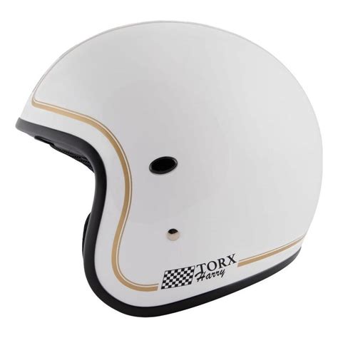 Casque jet Torx Harry Flag Racer blanc Casque vintage sur La Bécanerie