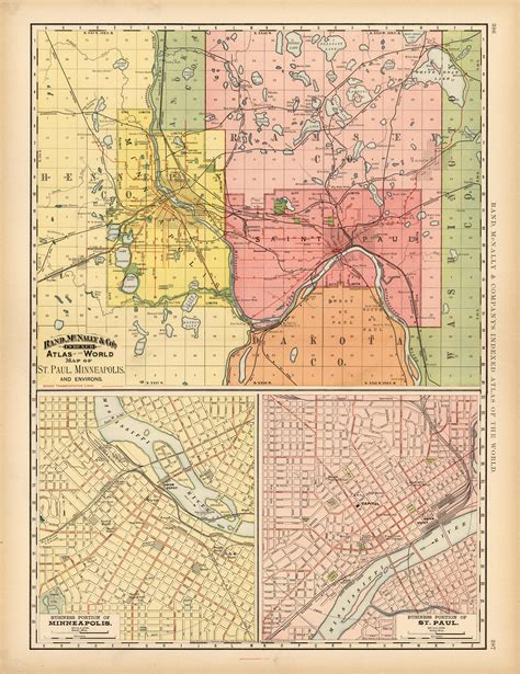 Map of St. Paul, Minneapolis and Environs - Art Source International