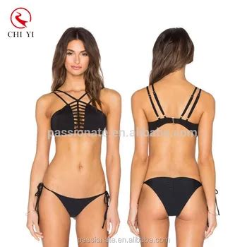 Custom Made Black Thong Bikini Set Sexy Two Piece Printed Swimwear For Hot Girls And Mature