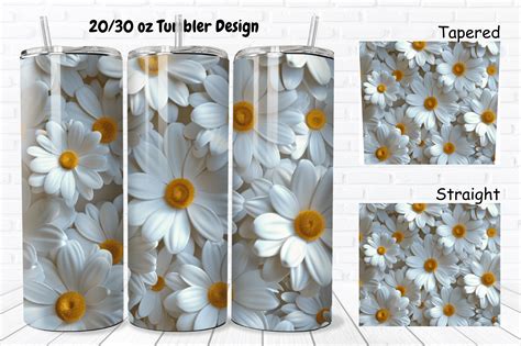 3d Daisies 20 30 Oz Skinny Tumbler Wrap Graphic By Regulrcrative