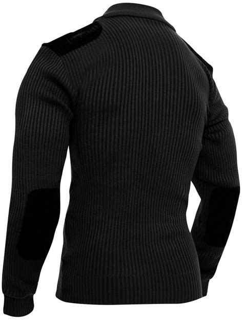 Винтажный черный свитер Rothco Quarter Zip Acrylic Commando Sweater