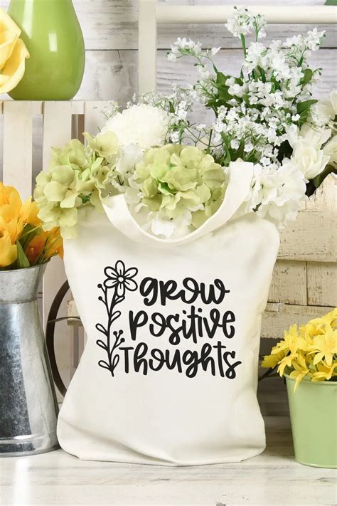 Grow Positive Thoughts Svg File Personalized Tote Bags Canvas