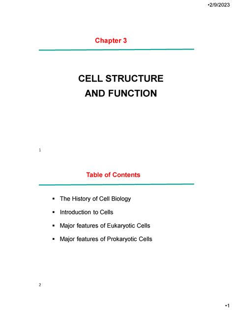 Chapter 3 Cell Structure Function Chapter 3 Cell Structure And