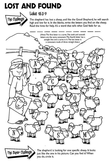 Parable Of The Lost Sheep Activity Sheets