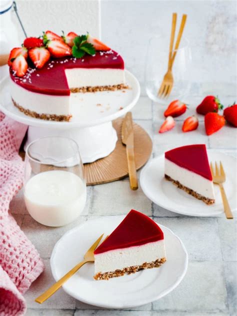 Veganer No Bake Erdbeer Cheesecake Himmlisch Cremig Leicht