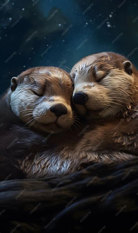 Premium AI Image | otters sleeping Nature Otters