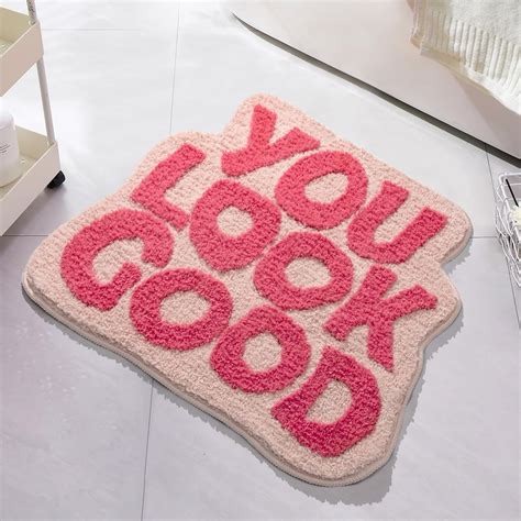 UNIBATH You Look Good Bath Mat Hot Pink Bathroom Rugs Funny Cute