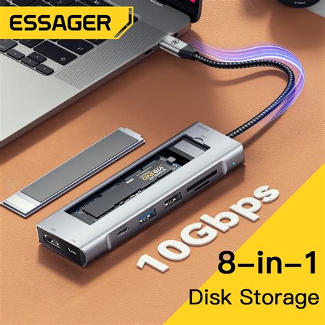 Essager 8 In 1 USB Hub With Disk Storage Function USB Type C To HDMI