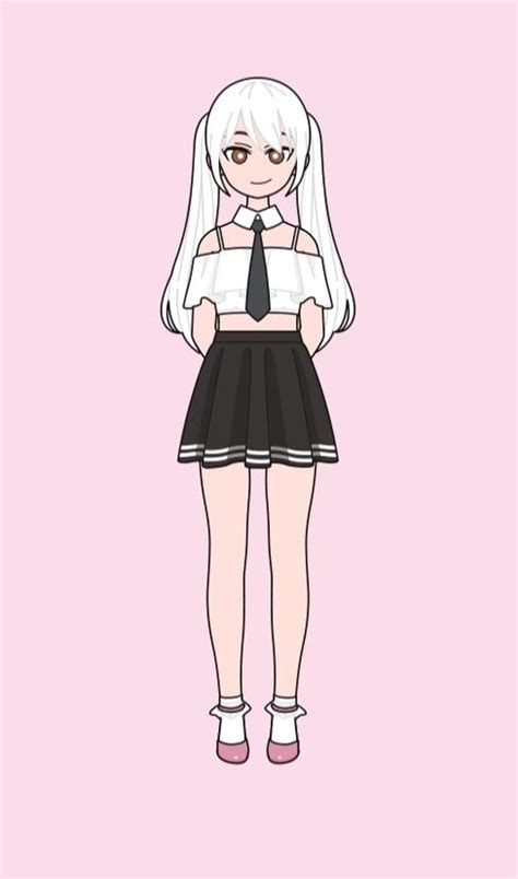 An Anime Girl With White Hair Wearing A Black And White Skirt Shirt