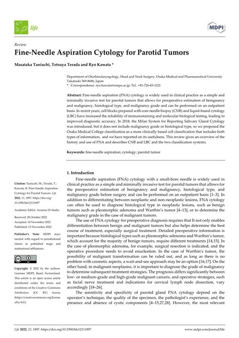 Pdf Fine Needle Aspiration Cytology For Parotid Tumors