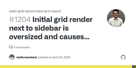 Initial Grid Render Next To Sidebar Is Oversized And Causes Horizontal