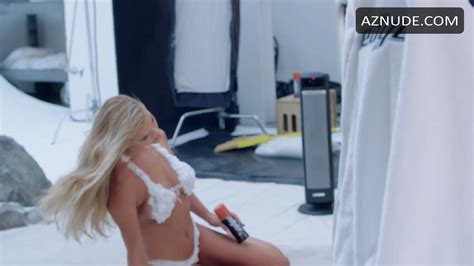 Nina Agdal Sexy Into An Edge Shaving Cream Bikini Aznude