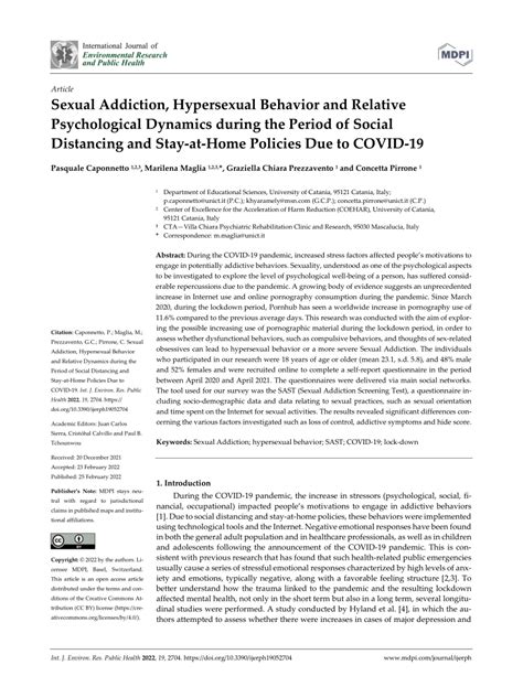 Pdf Sexual Addiction Hypersexual Behavior And Relative Psychological Dynamics During The