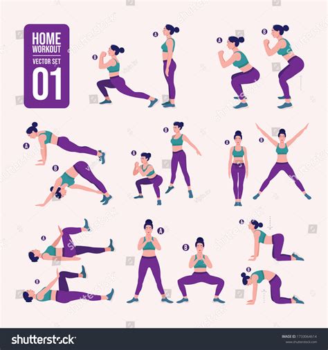 Home Workout Set Set Sport Exercises Stock Vector (Royalty Free ...