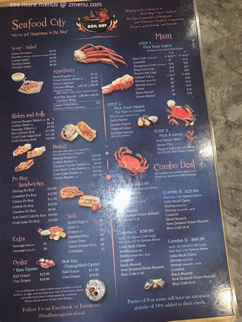 Menu at Boil Bay Seafood City restaurant, Norfolk