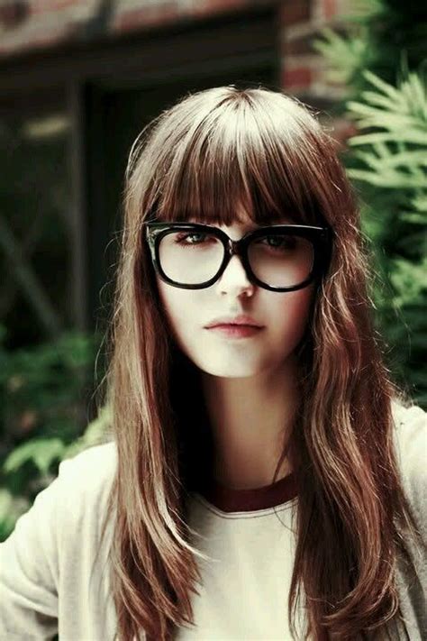 Long Hair With Bangs And Glasses Nerdy Glasses For Girls Bob Cut Brown Hair Layered Hair