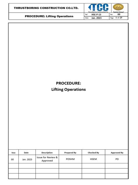 Lifting Operations Procedure | PDF