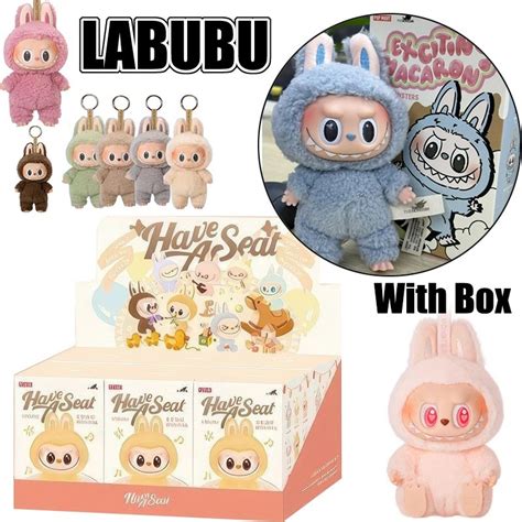 Hot Cute Labubu The Monsters Blind Box Cardiac Macarone Kawai Guess Bag Figure Model Keychain