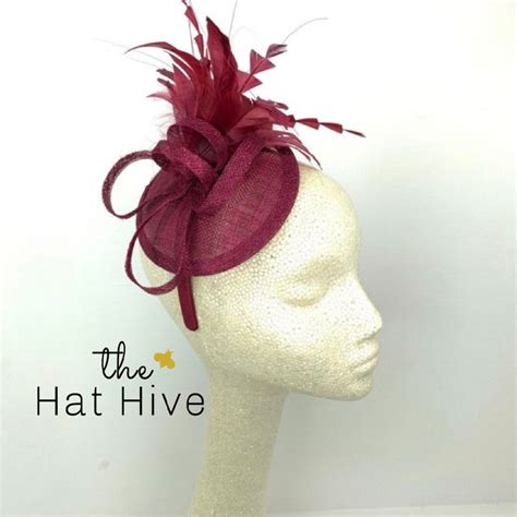 The Haleigh Merlot Maroon Fascinator Feathers Womens Tea Party Hat