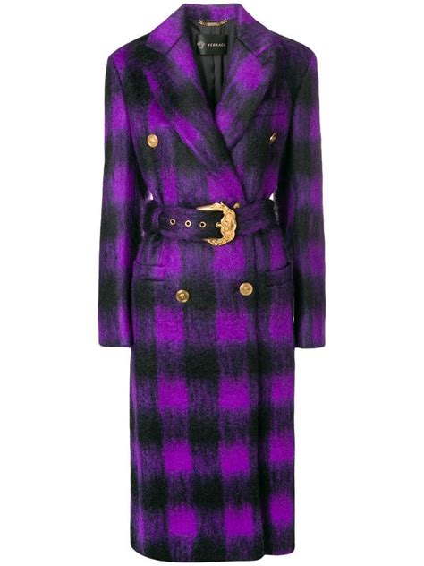 Versace Checked Belted Coat Farfetch In 2020 Belted Coat Clothes Coat