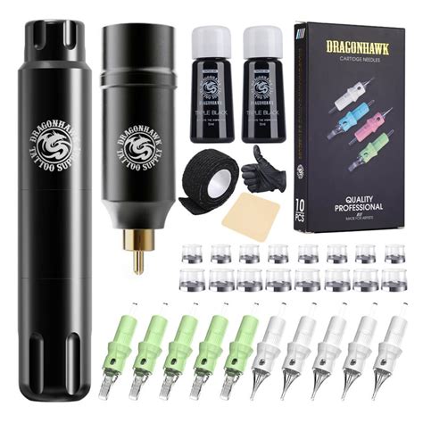 Tattoo Kit | Dragonhawk S12 Wireless Tattoo Machine Advanced Bundle ...