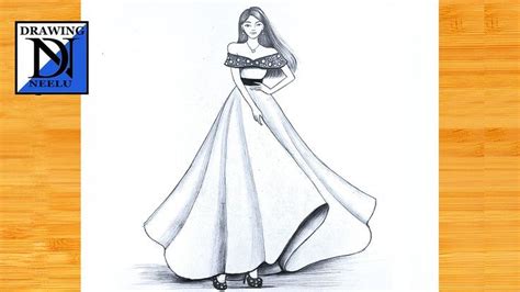 How To Draw A Beautiful Princess Dress Pencil Sketch For Beginner