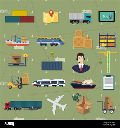 Logistic Icons Delivery Cargo Vector Service Illustrations Stock