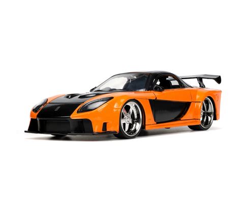 Modellauto Fast Furious Han 1997 Mazda RX7 Orange Schwarz Jada 1 24