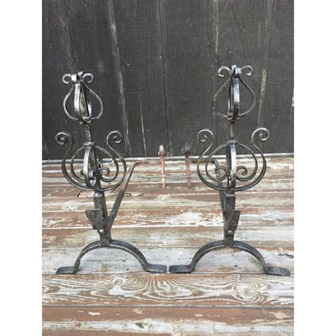 Wrought Iron Fire Dogs A Pair Chairish