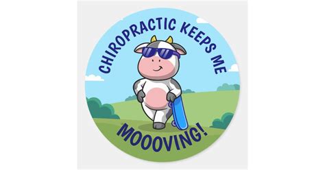 Chiropractic Keeps Me Moooving Kids Classic Round Sticker Zazzle