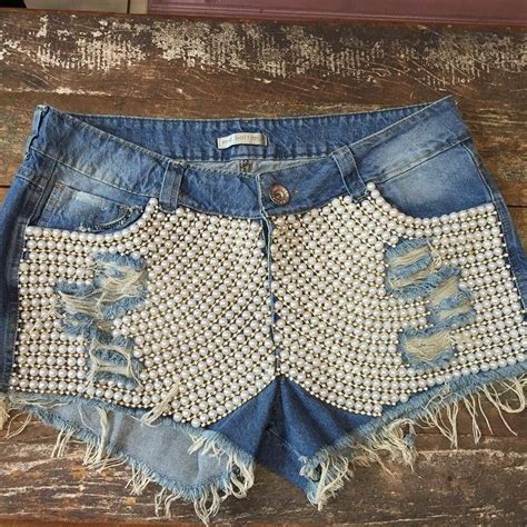 Pearl Shorts 90s Fashion Grunge 90s Grunge Recycled Denim Curvy Girl Fashion Denim Shorts