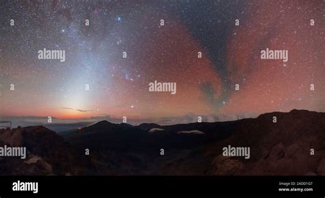 Milky Way Over Haleakala Crater Milky Way Surrounded By Intense Red