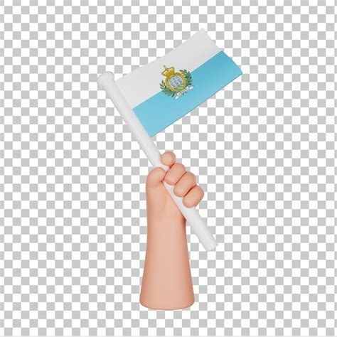 Premium PSD 3d Hand Holding A Flag Of San Marino