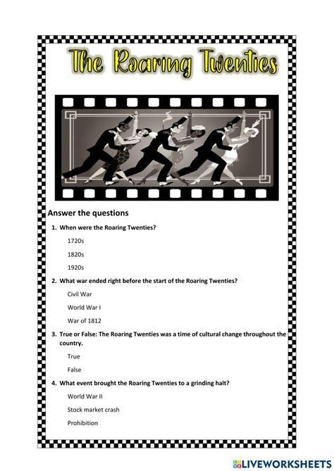 The Roaring Twenties Worksheet In Word Problem Worksheets Nd