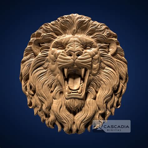 Lion Head D Stl File For Cnc Router D Print Casting Wood Carving