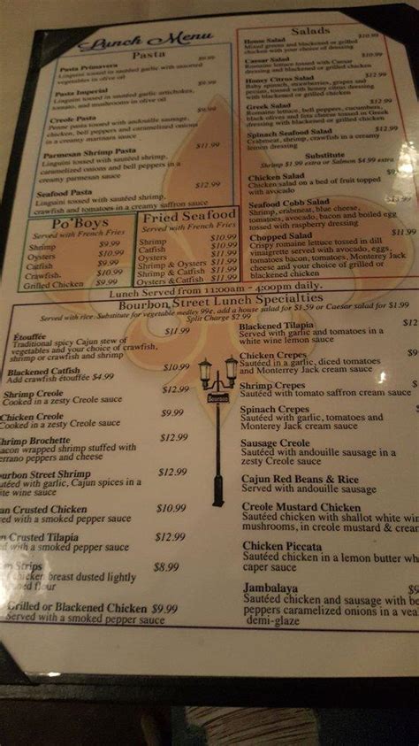 Menu At Bourbon Street Seafood Kitchen Pub Bar San Antonio N Loop