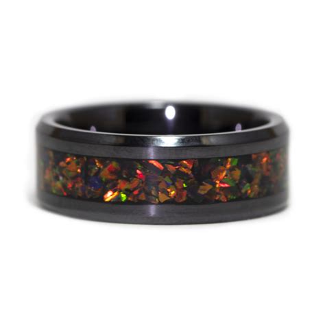 Black Ceramic Ring With Dark Matter Opal Inlay Warren Rings