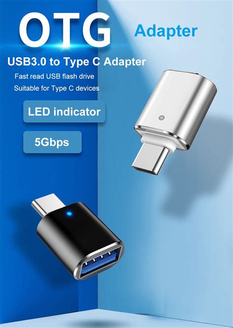 Ecily Led Usb To Type C Adapter Otg To Usb C Usb A To Micro Usb