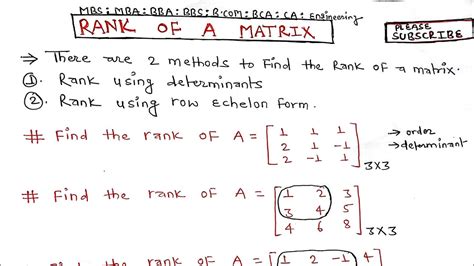 Rank Of A Matrix Rank Of A Matrix Solved Examples Unit Matrices Rank How To Find