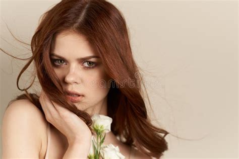 Naked Woman With A Bouquet Of Red Roses Stock Image Image Of Bouquet