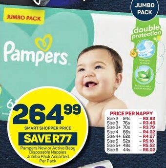 Pampers New Or Active Baby Disposable Nappies Jumbo Pack Assorted Per