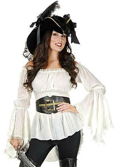 Charades Pirate Lady Vixen Blouse Shirt Adult Womens Halloween Costume