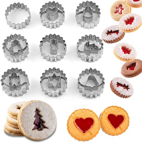 Amazon Crethinkaty 9 Pcs Mini Christmas Linzer Cookie Cutters Set