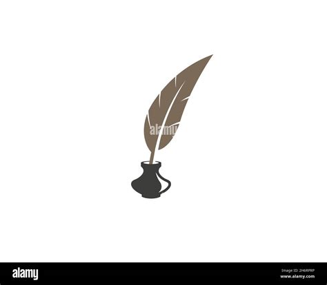 Feather Ink Bottle Logo Design Vector Symbol Illustration Stock Vector