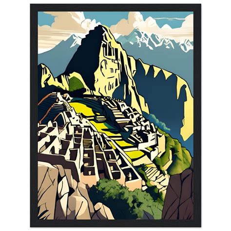 Machu Picchu Poster Machu Picchu Sketch Travel Poster Physical Art