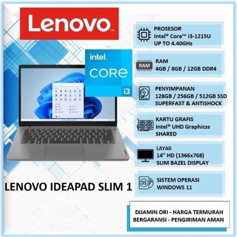 Jual Laptop Slim Lenovo Ideapad Slim Intel Core I Gen Ram